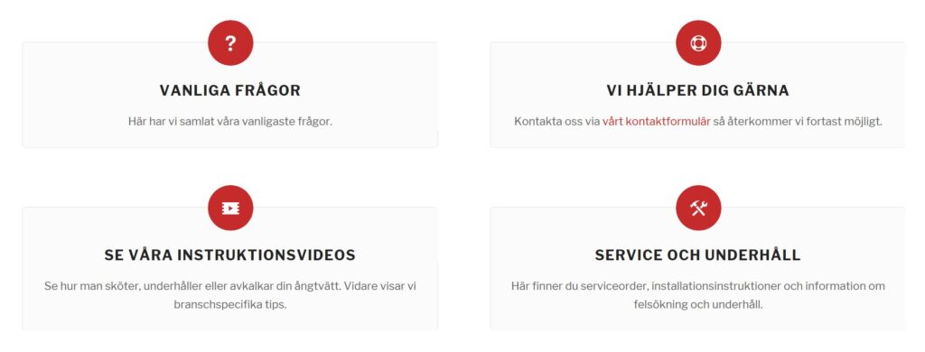 Service, support och instruktioner till ångtvättar