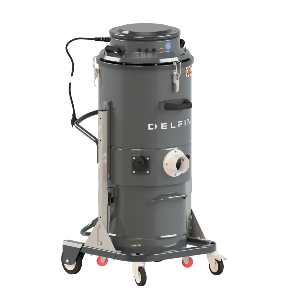 Delfin DM3 EL enfas industridammsugare med 60-liters behållare på tippsäker vagn